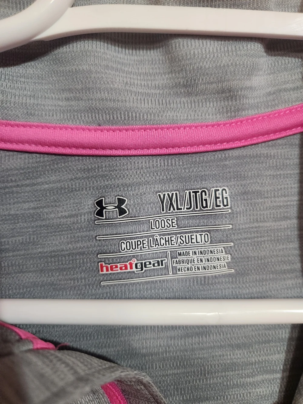 Under Armour Girls Loose Light Gray And Pink Quarter-Zip Pullover Athletic YXL